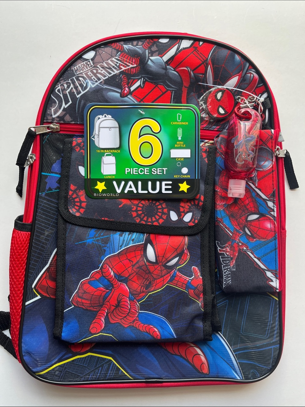 Marvel Spider-Man Kids Backpack Set - Red & Blue